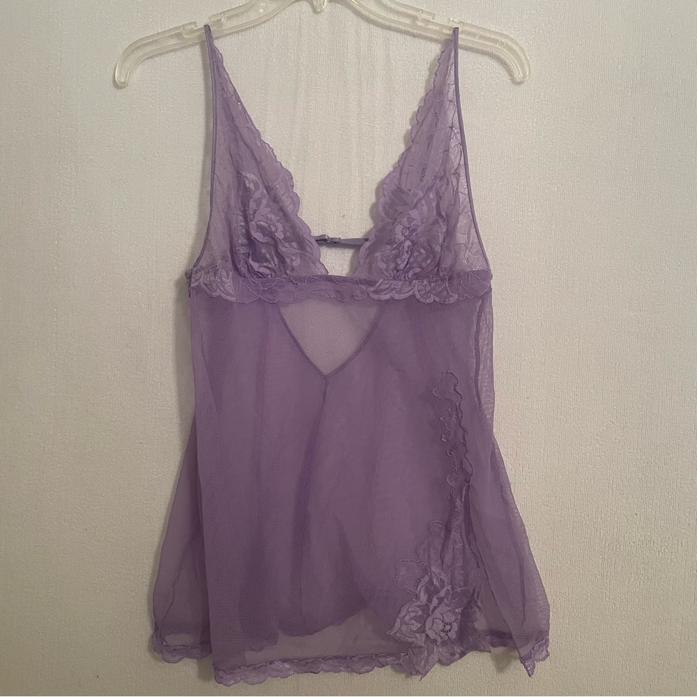 Lavender lilac teddy by Victoria’s Secret size medium lace sheer teddy lingerie